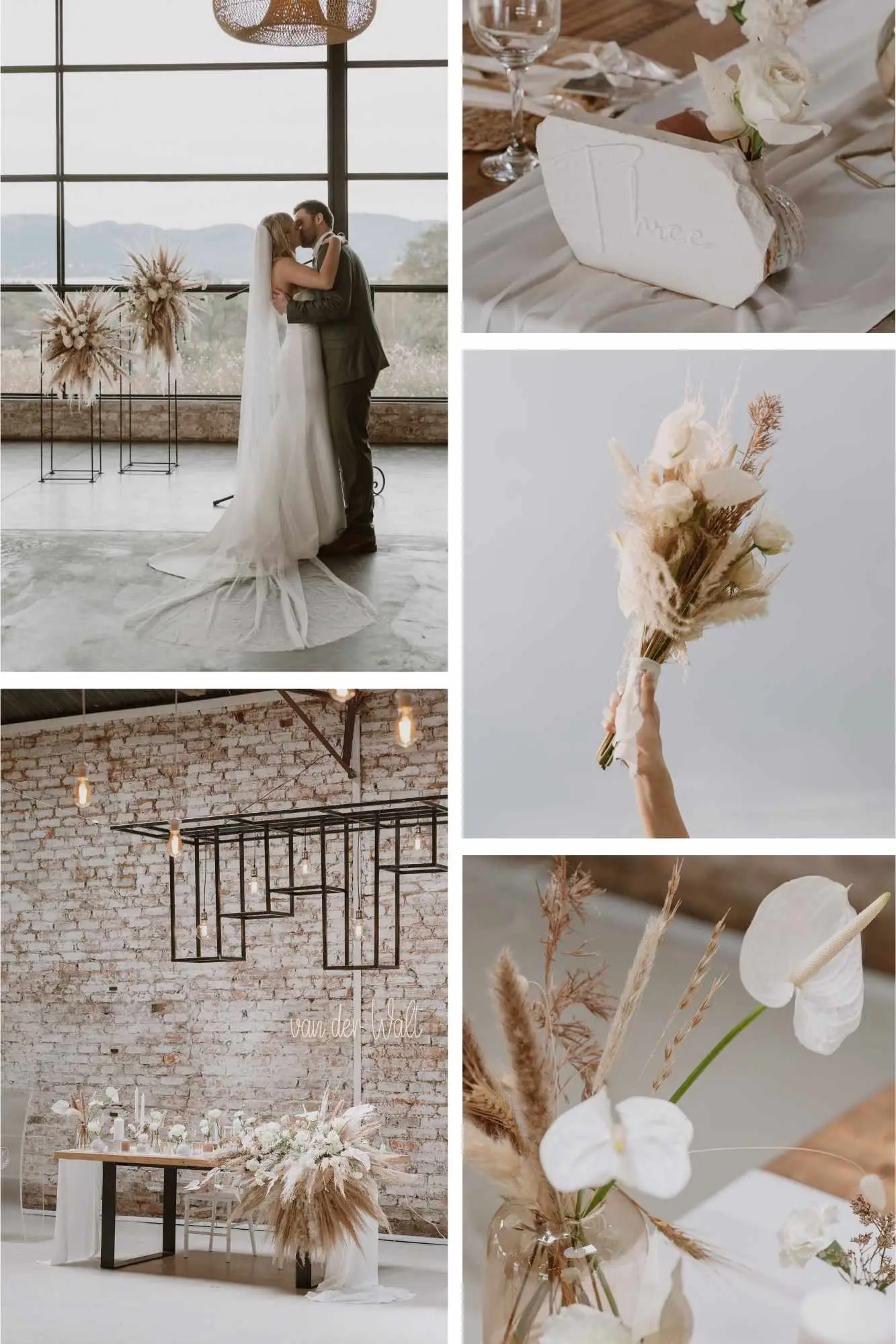 Luxury all-white wedding floral design with masses of cream roses
